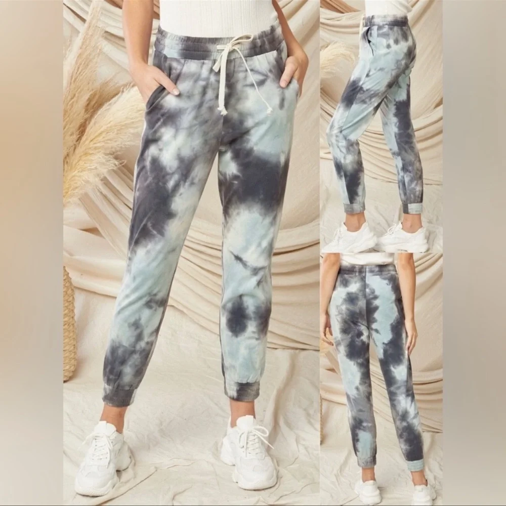 NWT Tie dye print joggers. Various sizes Available. Blue and gray. - Picture 2 of 6